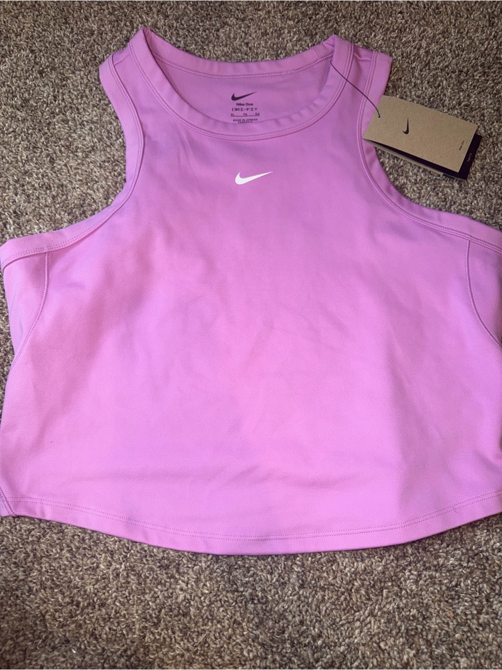 Nike One Dri-FIT Women’s Cropped Tank Top Purple Solid Round Neck XL